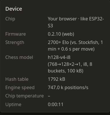 Device information in the browser version